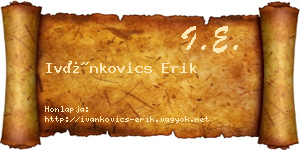 Ivánkovics Erik névjegykártya